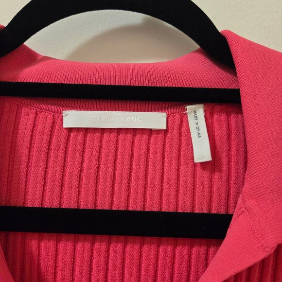 Helmut Lang Polo Rib-Knit Mini Bodycon Dress Pink Size Small - Picture 4 of 6